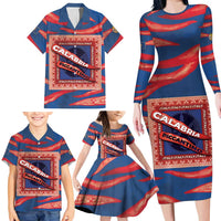 Personalized Italy Calabria Family Matching Long Sleeve Bodycon Dress and Hawaiian Shirt Piccantino Vintage Style