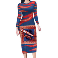Personalized Italy Calabria Family Matching Long Sleeve Bodycon Dress and Hawaiian Shirt Piccantino Vintage Style