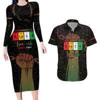 Juneteenth 1865 Couples Matching Long Sleeve Bodycon Dress and Hawaiian Shirt Unapologetically Black