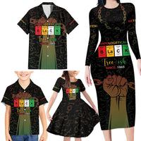Juneteenth 1865 Family Matching Long Sleeve Bodycon Dress and Hawaiian Shirt Unapologetically Black