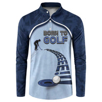 Golf Button Sweatshirt Sporty Style Navy - Wonder Print Shop