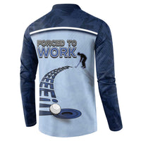Golf Button Sweatshirt Sporty Style Navy - Wonder Print Shop