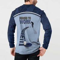 Golf Button Sweatshirt Sporty Style Navy - Wonder Print Shop