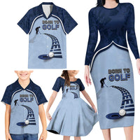 Golf Family Matching Long Sleeve Bodycon Dress and Hawaiian Shirt Sporty Style Navy - Wonder Print Shop