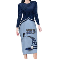 Golf Family Matching Long Sleeve Bodycon Dress and Hawaiian Shirt Sporty Style Navy - Wonder Print Shop
