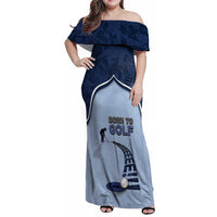 Golf Family Matching Off Shoulder Maxi Dress and Hawaiian Shirt Sporty Style Navy - Wonder Print Shop