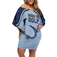 Golf Family Matching Off Shoulder Short Dress and Hawaiian Shirt Sporty Style Navy - Wonder Print Shop