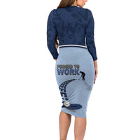 Golf Long Sleeve Bodycon Dress Sporty Style Navy - Wonder Print Shop