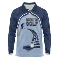 Golf Long Sleeve Polo Shirt Sporty Style Navy - Wonder Print Shop