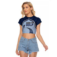 Golf Raglan Cropped T Shirt Sporty Style Navy - Wonder Print Shop