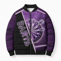 Personalized Darts Bomber Puffer Jacket Galaxy Style Purple - Wonder Print Shop