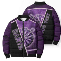 Personalized Darts Bomber Puffer Jacket Galaxy Style Purple - Wonder Print Shop
