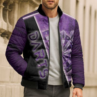 Personalized Darts Bomber Puffer Jacket Galaxy Style Purple - Wonder Print Shop