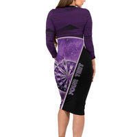 Personalized Darts Family Matching Long Sleeve Bodycon Dress and Hawaiian Shirt Galaxy Style Purple - Wonder Print Shop
