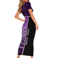 Personalized Darts Family Matching Short Sleeve Bodycon Dress and Hawaiian Shirt Galaxy Style Purple - Wonder Print Shop