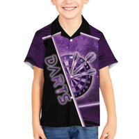Personalized Darts Family Matching Tank Maxi Dress and Hawaiian Shirt Galaxy Style Purple - Wonder Print Shop