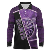 Personalized Darts Long Sleeve Polo Shirt Galaxy Style Purple - Wonder Print Shop
