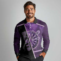 Personalized Darts Long Sleeve Polo Shirt Galaxy Style Purple - Wonder Print Shop