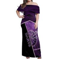 Personalized Darts Off Shoulder Maxi Dress Galaxy Style Purple - Wonder Print Shop
