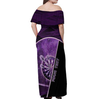 Personalized Darts Off Shoulder Maxi Dress Galaxy Style Purple - Wonder Print Shop