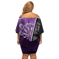 Personalized Darts Off Shoulder Short Dress Galaxy Style Purple - Wonder Print Shop