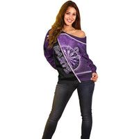 Personalized Darts Off Shoulder Sweater Galaxy Style Purple - Wonder Print Shop
