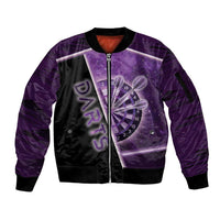 Personalized Darts Sleeve Zip Bomber Jacket Galaxy Style Purple - Wonder Print Shop