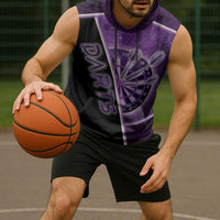 Personalized Darts Sleeveless Hoodie Galaxy Style Purple - Wonder Print Shop
