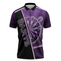 Personalized Darts Zipper Polo Shirt Galaxy Style Purple - Wonder Print Shop