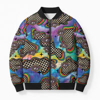 Hippie Bomber Puffer Jacket Psychedelic Third Eye Art - Wonder Print Shop