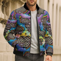 Hippie Bomber Puffer Jacket Psychedelic Third Eye Art - Wonder Print Shop