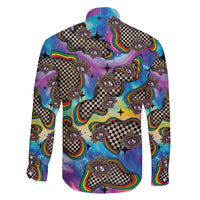 Hippie Family Matching Off The Shoulder Long Sleeve Dress and Hawaiian Shirt Psychedelic Third Eye Art - Wonder Print Shop