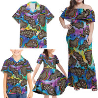 Hippie Family Matching Off Shoulder Maxi Dress and Hawaiian Shirt Psychedelic Third Eye Art - Wonder Print Shop