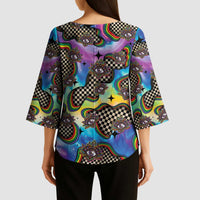 Hippie Kimono Sleeve Blouse Psychedelic Third Eye Art - Wonder Print Shop
