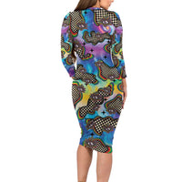 Hippie Long Sleeve Bodycon Dress Psychedelic Third Eye Art - Wonder Print Shop