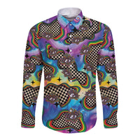 Hippie Long Sleeve Button Shirt Psychedelic Third Eye Art - Wonder Print Shop