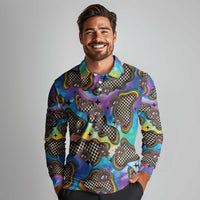 Hippie Long Sleeve Polo Shirt Psychedelic Third Eye Art - Wonder Print Shop