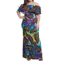 Hippie Off Shoulder Maxi Dress Psychedelic Third Eye Art - Wonder Print Shop