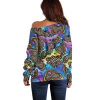 Hippie Off Shoulder Sweater Psychedelic Third Eye Art - Wonder Print Shop