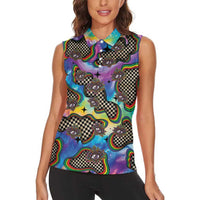 Hippie Women Sleeveless Polo Shirt Psychedelic Third Eye Art - Wonder Print Shop