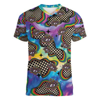 Hippie Women V-Neck T-Shirt Psychedelic Third Eye Art - Wonder Print Shop
