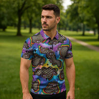 Hippie Zipper Polo Shirt Psychedelic Third Eye Art - Wonder Print Shop