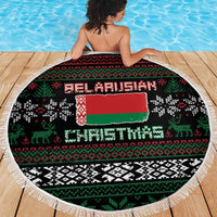 Belarus Christmas Beach Blanket Flag With Belarusian Patterns - Wonder Print Shop