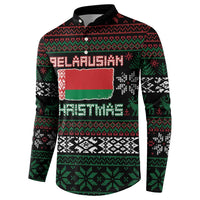 Belarus Christmas Button Sweatshirt Flag With Belarusian Patterns - Wonder Print Shop