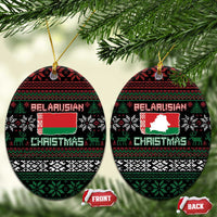 Belarus Christmas Ceramic Ornament Flag With Belarusian Patterns - Wonder Print Shop