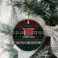 Belarus Christmas Ceramic Ornament Flag With Belarusian Patterns - Wonder Print Shop