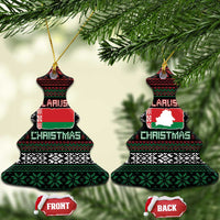 Belarus Christmas Ceramic Ornament Flag With Belarusian Patterns - Wonder Print Shop