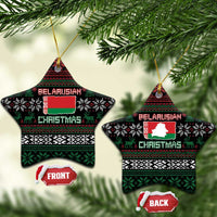 Belarus Christmas Ceramic Ornament Flag With Belarusian Patterns - Wonder Print Shop