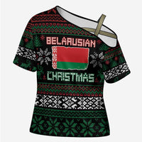 Belarus Christmas Cross Shoulder Shirt Flag With Belarusian Patterns - Wonder Print Shop