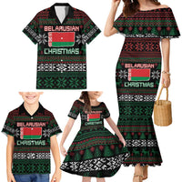 Belarus Christmas Family Matching Mermaid Dress and Hawaiian Shirt Flag With Belarusian Patterns - Wonder Print Shop